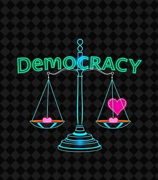 A digital graphic showing scales of justice balanced with speech bubbles on one side and censorship symbols on the other, representing the balance between free speech and content moderation.