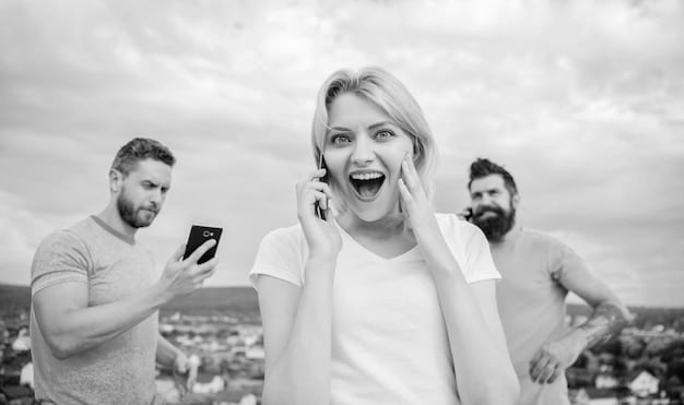 A split screen image divided between a laughing face using a phone and a group of people protesting. The image highlights the duality of satire, amusement versus social impact.