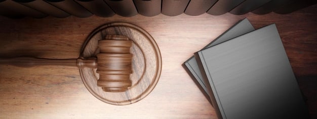 A gavel resting on a stack of legal documents, representing the legislative processes behind immigration law changes. Add a soft focus to the background to emphasize the gavel as the focal point.