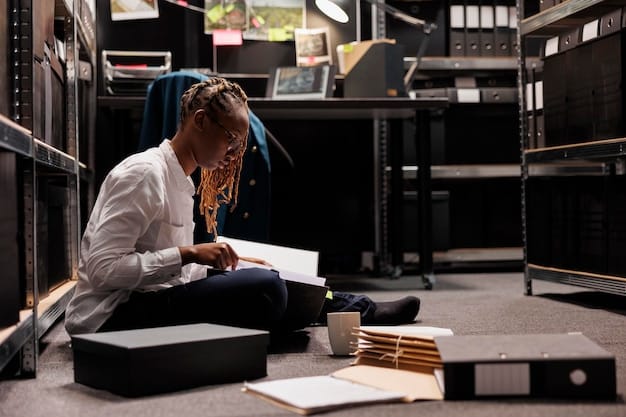 A researcher working at a computer, surrounded by stacks of books and papers, indicating the depth of research and analysis involved in think tank activities.