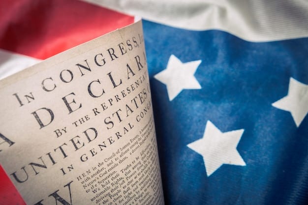 A close-up of the US Constitution, highlighting the Bill of Rights, with a blurred American flag waving in the background, symbolizing the foundation of civil rights in the United States.
