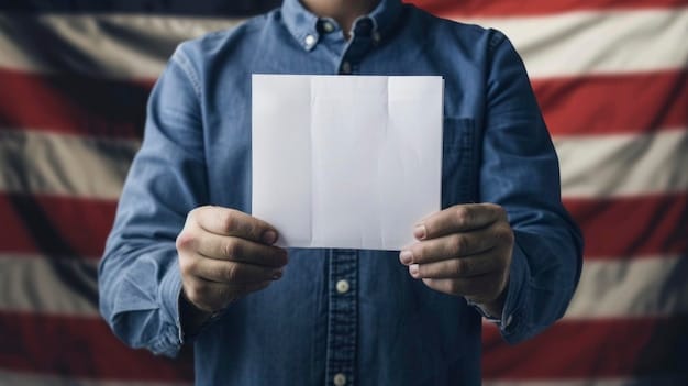 A person holding a guide to state voting laws, with a focused expression, highlighting the importance of understanding and complying with regulations to exercise voting rights effectively.