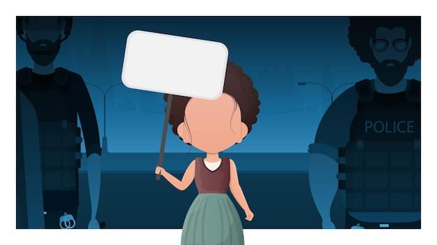 A series of thought bubbles above a police officer's head, each displaying different stereotypes associated with various racial and ethnic groups, highlighting how implicit biases can influence perceptions and decision-making.