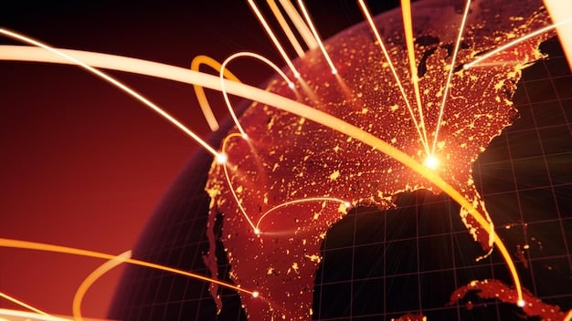 A map of the United States highlighting areas with limited or no broadband access, with superimposed icons representing cell towers, fiber optic lines, and satellite dishes. The image conveys the scope and complexity of bridging the digital divide across the country.
