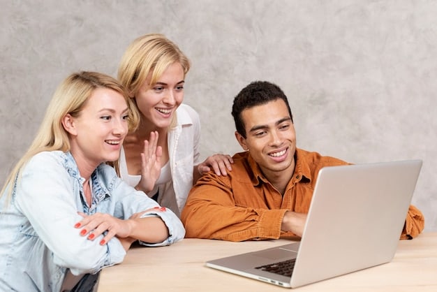 A close-up shot of a family gathered around a laptop, with expressions of engagement and learning. The image highlights the importance of affordable and accessible broadband for education and family connectivity.