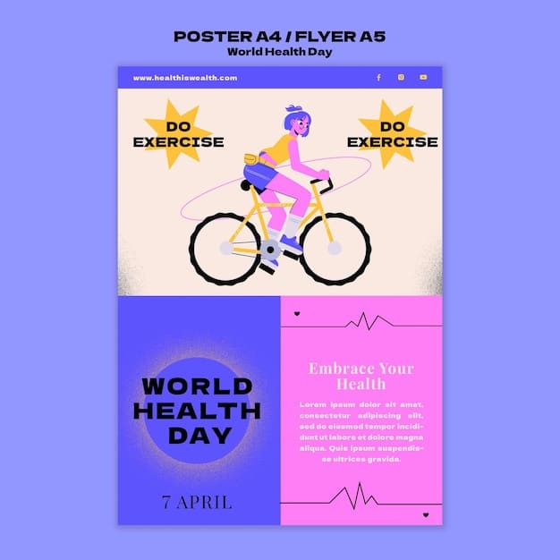 A public service announcement poster promoting the benefits of regular physical activity. The poster features diverse individuals of different ages and abilities engaging in various forms of exercise, under the slogan 