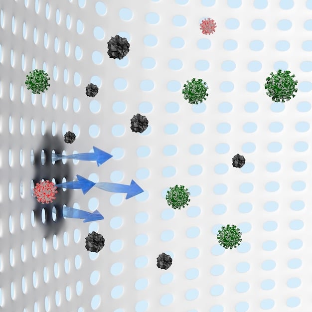 A microscopic view of air particles trapped in an air filter, highlighting the importance of air quality and its effects on respiratory health.