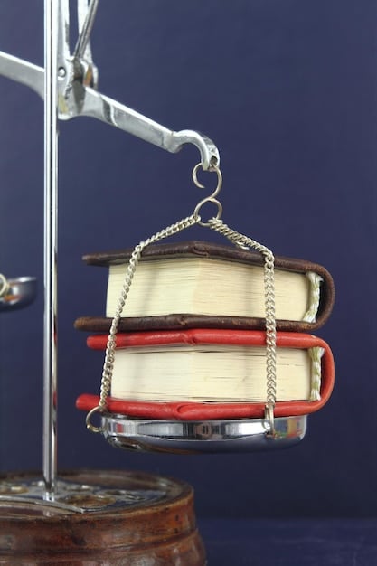 A gavel resting on a stack of law books, with the scales of justice in the background, subtly symbolizing the balance between legal precedent and social justice, and the careful consideration required when evaluating affirmative action policies.