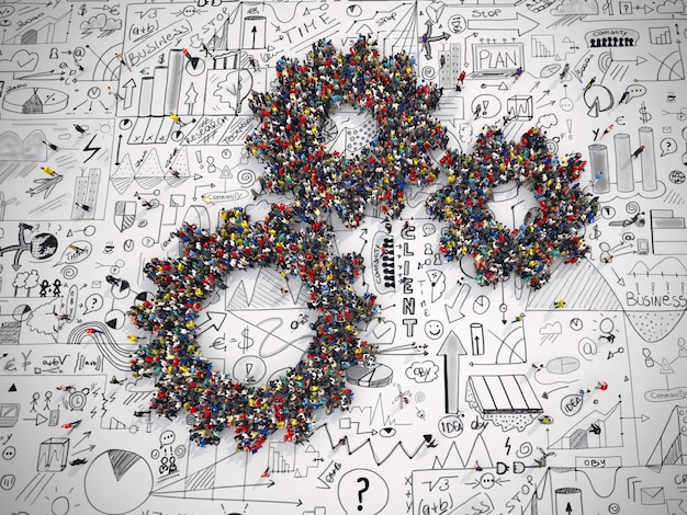 A conceptual artwork representing interlocking gears, each labeled with a different social identity (race, gender, class, etc.), illustrating the interconnectedness of these identities. The style is minimalist and symbolic.