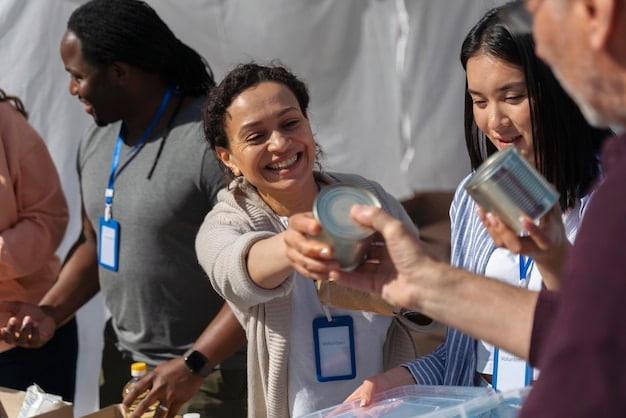 A group of social workers and community volunteers working together to provide support and resources to individuals experiencing homelessness in a park. The scene is positive and highlights the collaborative efforts to address social issues.
