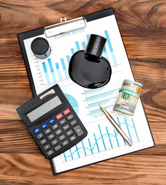 A detailed financial ledger or balance sheet with a calculator and pen, illustrating the economic implications and budget considerations for justice system reforms.