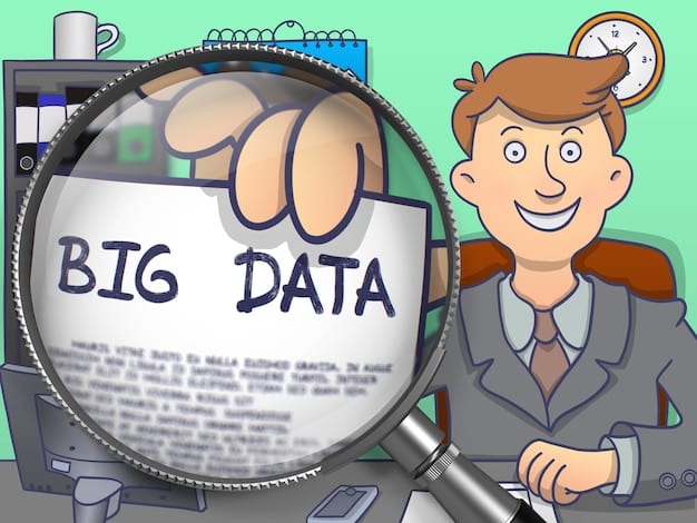 An illustration of a person holding a magnifying glass over a digital document with binary code in the background, symbolizing data inspection and transparency. Color scheme: greens and blues to represent trust and verification. Text overlay: 