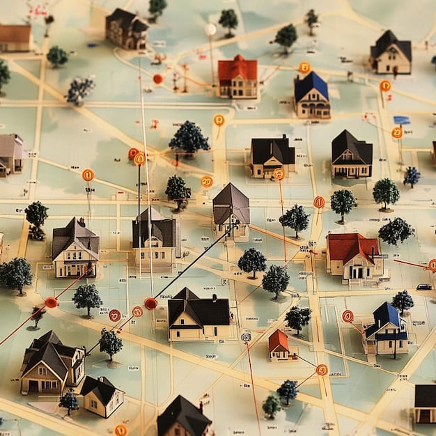 A map of a neighborhood with pins indicating the locations of project participants, demonstrating the project's geographic reach and community coverage. The map should be visually clear and informative, highlighting the project's Data-Driven Impact: Measuring the Success of Your Community Action Project with 5 Key Metrics across the community.