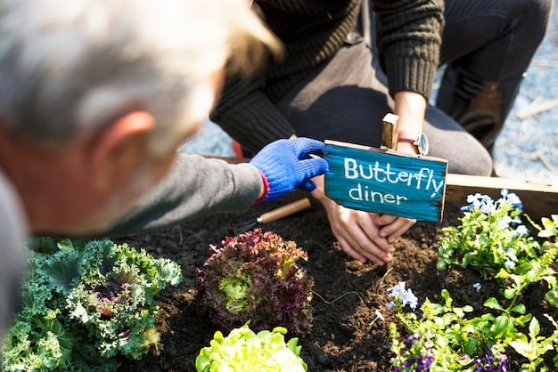 A group of volunteers planting seeds in a community garden, with a sign in the background indicating a partnership with a local business. The scene demonstrates the synergy between community initiatives and corporate support, exemplifying Beyond Fundraising: Innovative Ways to Generate Revenue for Your Community Action Project in 2025.