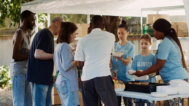 A community health worker leading a workshop in a local community center. Participants are engaged in a discussion about health and wellness, with informational posters displayed on the walls. In the foreground, a brochure with the title related to 'Unveiling the New Federal Guidelines for Community Health Programs: What You Need to Know Now' is visible.