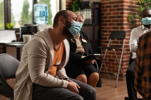 A healthcare professional is conducting a free health screening for individuals experiencing homelessness in an urban area. This image illustrates a practical step towards addressing health disparities through community-based outreach.