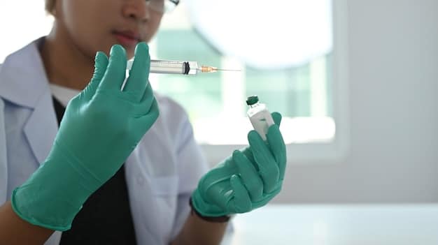 A close-up shot of a healthcare provider carefully preparing a vaccine syringe. The focus is on the precise and sterile handling of the vaccine, symbolizing the expertise and care involved in vaccination programs, emphasizing the quality of Vaccination Campaigns: How Public Health Initiatives Are Increasing Immunization Rates Across the Nation.