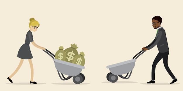 A seesaw with a bag of money on one side and a person working on the other, illustrating the debate about whether universal basic income encourages work or dependence.