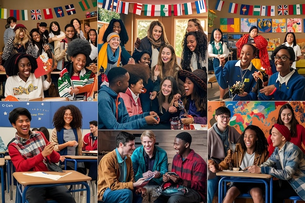 A collage showing various scenes: a classroom with diverse students, a community event with people of different ethnicities, and a group of people working together on a project. The collage illustrates the potential for increased diversity and collaboration under open border policies.