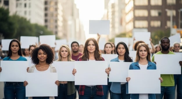 A diverse group of people protesting peacefully outside a courthouse, holding signs advocating for sentencing reform and an end to mandatory minimum sentencing. The image captures the passion and energy of social justice movements, emphasizing the human impact of these laws, which is highly relevant to What are the Key Arguments for and Against Mandatory Minimum Sentencing Laws?.