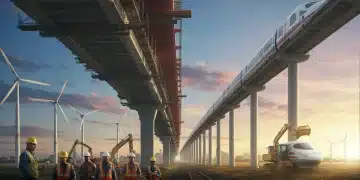 Modern infrastructure projects under construction, symbolizing progress and innovation from the Bipartisan Infrastructure Law in 2025.