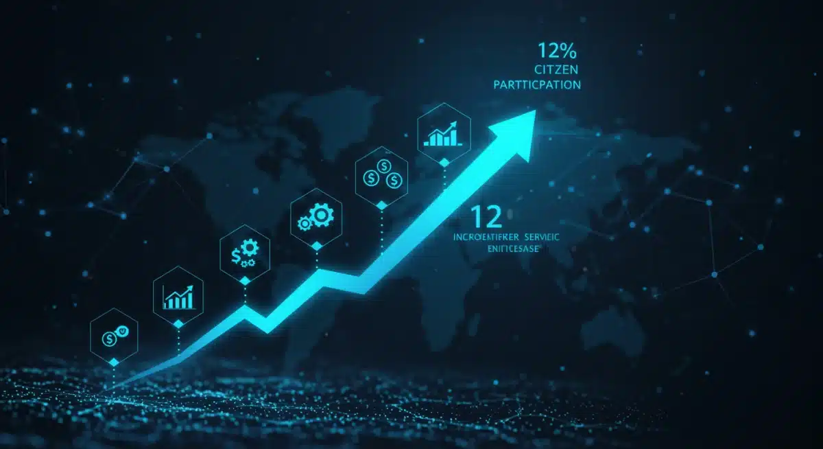 Infographic illustrating 12% citizen participation leading to economic benefits.