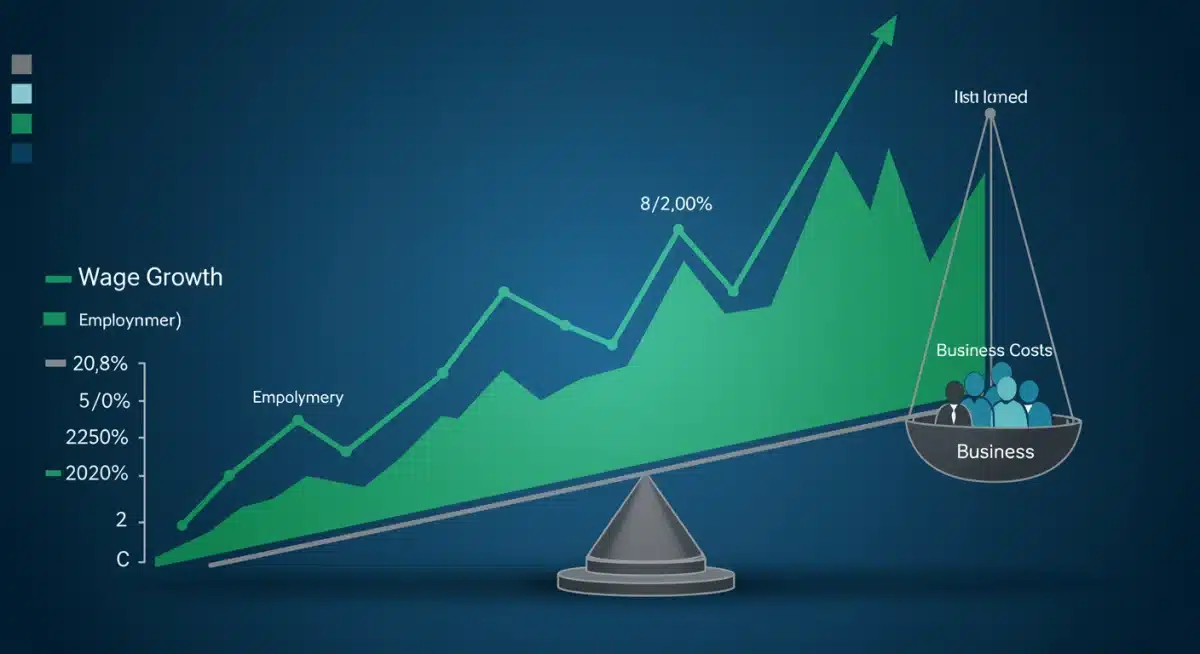 Economic impact chart showing wage growth and business costs balance.