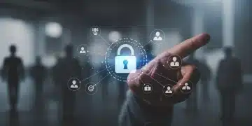 2025 Federal Data Breach Notification: Citizen Updates Digital padlock over data network, representing federal data breach notification requirements 2025
