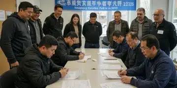 Diverse individuals reviewing 2025 federal emergency rental assistance application forms