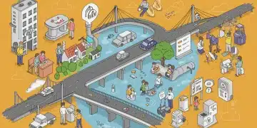 Illustration of infrastructure connecting communities, symbolizing social program funding impact.