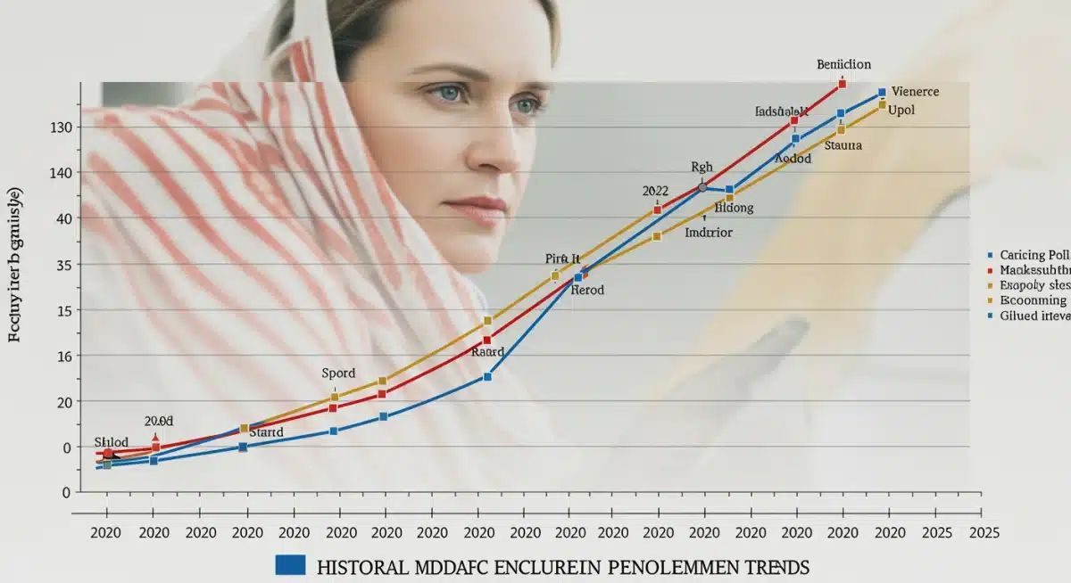 Line graph illustrating Medicaid enrollment growth and projected trends through 2025.