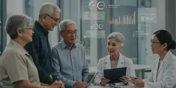 Seniors discussing Medicare 2025 reforms with a healthcare professional