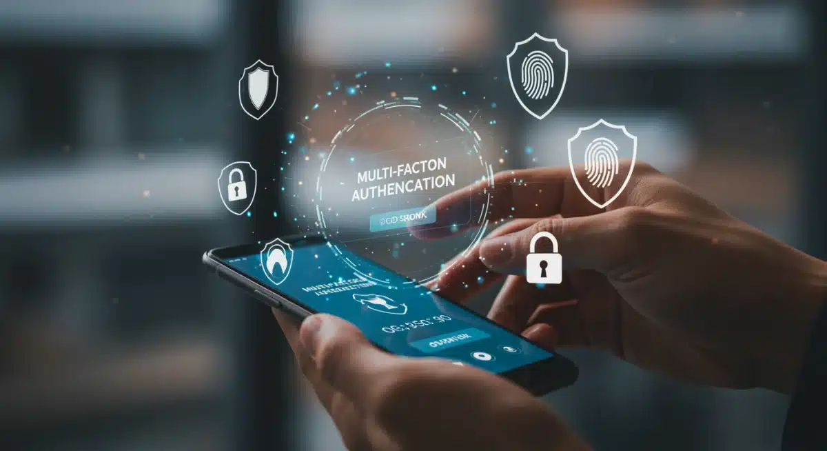 Smartphone displaying multi-factor authentication, symbolizing layered digital security