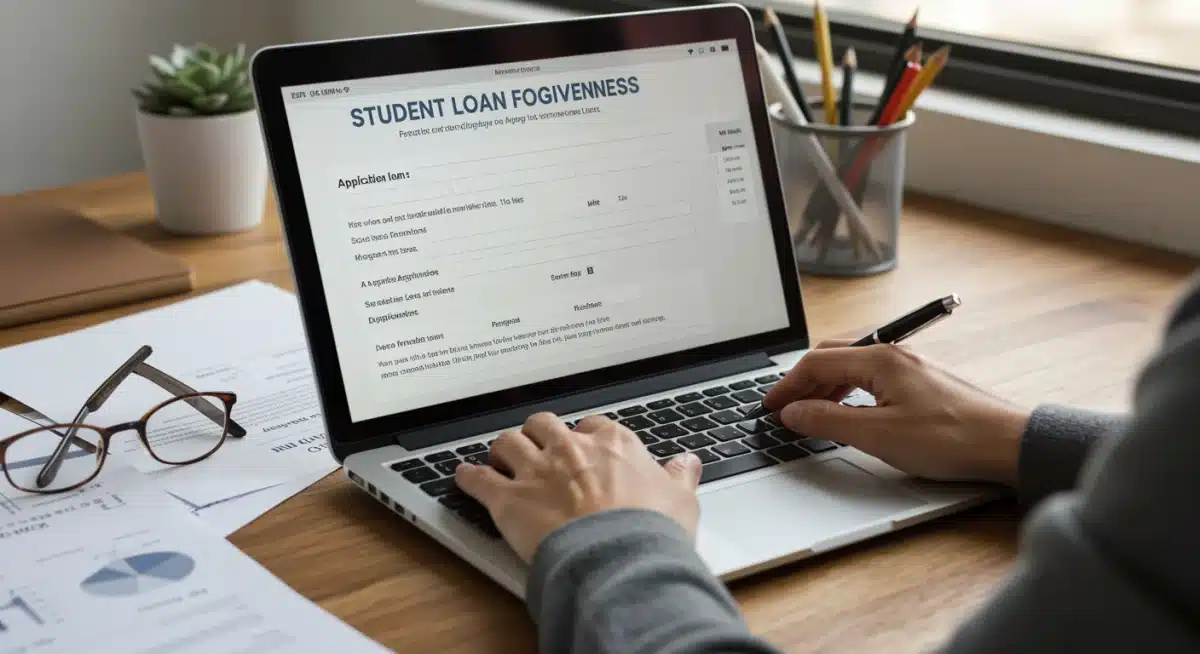 Person applying for federal student loan forgiveness online