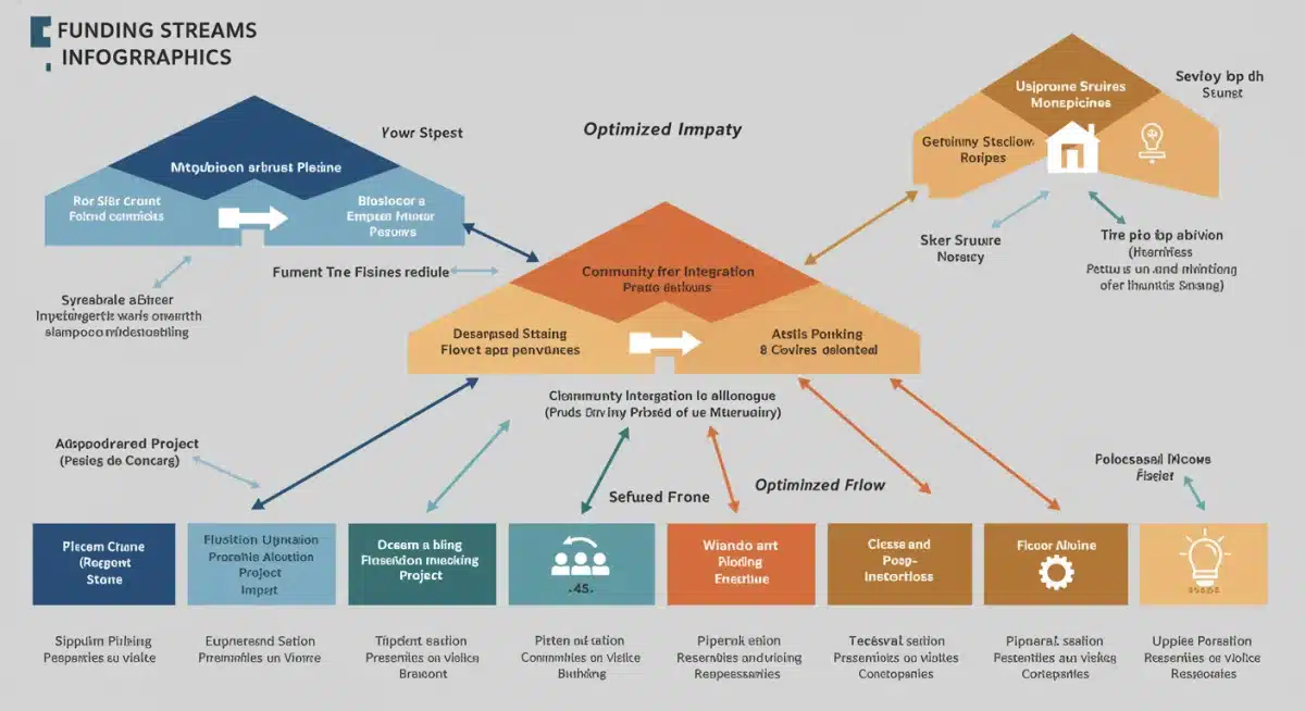 Infographic detailing optimized funding streams for community integration projects.