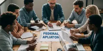Federal Grants for Small Businesses 2025: Opportunities & Strategies Small business owners collaborating on federal grant applications for 2025