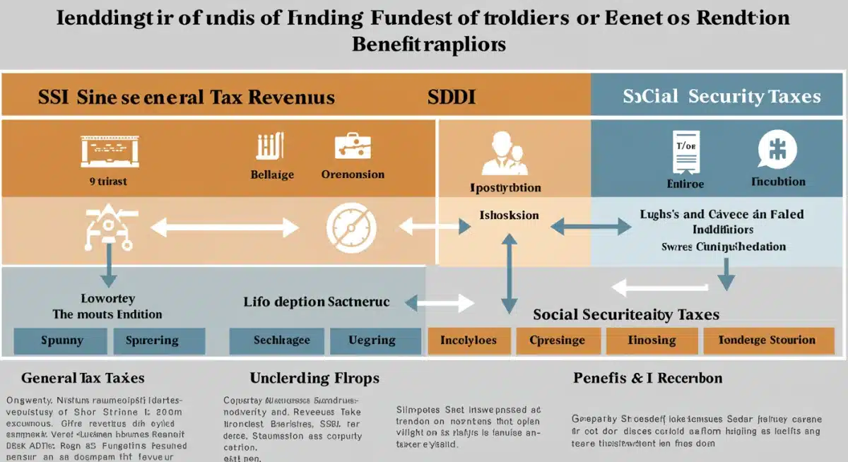 Infographic showing funding sources for SSI and SSDI benefits
